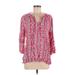 Gloria Vanderbilt 3/4 Sleeve Blouse: Pink Tops - Women's Size Large