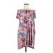 Love Kuza Casual Dress - Shift Open Neckline Short sleeves: Pink Print Dresses - Women's Size Medium