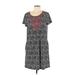 THML Casual Dress - Mini Scoop Neck Short sleeves: Gray Dresses - Women's Size Large