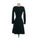 Theory Casual Dress - A-Line Crew Neck 3/4 sleeves: Green Solid Dresses - Women's Size P