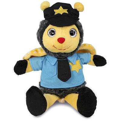 DolliBu Sitting Bee Police Officer Plush Toy with Cop Uniform and Cap - 7 inches