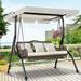 Outdoor Patio Canopy Swing Chair 3-Person Steel Frame Textilence Seats Swing Glider