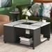 Modern Square 2-layer Coffee Table with Casters and Removable Tray