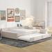 Full Size Upholstered Platform Bed with USB and Twin Size Trundle，Beige