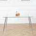 Modern Kitchen Glass dining table 51" Rectangular Glass Table top,Clear Dining Table Metal Legs, Chrome legs(set of 1)