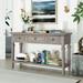 Classic Retro Console Table Sofa Table with 3 Top Drawers & Open Style Bottom Shelf, Console Table, Side Table, Grey Wash