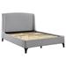 Mabe King Size Bed Curved Panel Headboard Soft Gray Fabric Upholstered