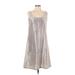 Eileen Fisher Casual Dress - A-Line: Silver Jacquard Dresses - Women's Size X-Small