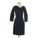 Banana Republic Casual Dress - Sheath V Neck 3/4 sleeves: Black Solid Dresses - Women's Size 2