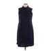 Calvin Klein Casual Dress - Sheath High Neck Sleeveless: Blue Print Dresses - Women's Size 10