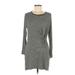 Alya Casual Dress - Mini Scoop Neck Long sleeves: Gray Print Dresses - Women's Size Medium