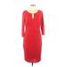 Liz Claiborne Cocktail Dress - Sheath Keyhole 3/4 sleeves: Red Solid Dresses - Women's Size Medium