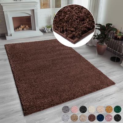 Hochflor-Teppich MY HOME "Shaggy 30" Gr. 6, braun (dunkelbraun), B:200cm H:30mm L:290cm, Kunstfaser, Teppiche, Teppich, Uni Farben, besonders weich und kuschelig, Kundenliebling Image