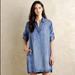 Anthropologie Dresses | Anthro Cloth & Stone Chambray V Neck Long Sleeve A Line Tunic Mini Shirt Dress | Color: Blue | Size: L