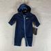 Nike One Pieces | Nike Coverall One Piece Baby Size 3m Midnight Navy Long Sleeve Mesh Hooded 6326 | Color: Blue | Size: 3mb