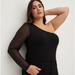 Torrid Tops | New With Tags Size 5 Torrid Black Foxy One Shoulder Mesh Sleeve Top Black | Color: Black | Size: 5x