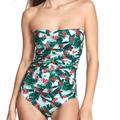 Victoria's Secret Swim | New Victoria’s Secret Swim Vs Ruched One Piece Swimsuit Strapless Palm Floral Xl | Color: Green/Pink | Size: Xl