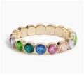 J. Crew Jewelry | J. Crew Multicolored Round Crystal Gem Gold Bracelet | Color: Gold | Size: Os