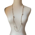 J. Crew Jewelry | J. Crew Goldtone Faux Pearl Crystal Pink Enamel Long Necklace Retro Glam Regal | Color: Gold/White | Size: Os