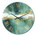Design Art Blue Watercolor Impression w/ Gold V Wall Clock Metal in Brown/Gray/Yellow | 23 H x 23 W x 1 D in | Wayfair CLM102249-C23