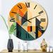 Design Art Full Moon Symphony Midcentury Abstract Wall Clock Metal in Black/Blue/Brown | 16 H x 16 W x 1 D in | Wayfair CLM85968-C16