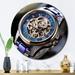 Design Art Minimalism Wrist Watch Wall Clock Metal in Black/Blue/Brown | 29 H x 29 W x 1 D in | Wayfair CLM101106-C29
