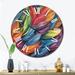 Design Art Vintage Rainbow Pastel Leaves Boho Watercolor II Metal Wall Clock Metal in White | 36 H x 36 W x 1 D in | Wayfair CLM87383-C36