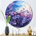 Design Art Violets Field Pointillism Dot III Metal Wall Clock Metal in Blue/Indigo/White | 16 H x 16 W x 1 D in | Wayfair CLM101020-C16