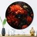 Design Art Modern Bluejaybirds On Flower Metal Wall Clock Metal in Black/Orange/Red | 29 H x 29 W x 1 D in | Wayfair CLM103087-C29