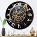 Design Art Luxury Watch Diamond Dusk V Metal Wall Clock Metal in Black/Blue/Yellow | 29 H x 29 W x 1 D in | Wayfair CLM101105-C29