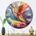 Design Art Vintage Rainbow Pastel Leaves Boho Watercolor I Metal Wall Clock Metal in Blue/Brown/Green | 29 H x 29 W x 1 D in | Wayfair CLM87382-C29