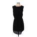 Brass Casual Dress Crew Neck Sleeveless: Black Print Dresses - Women's Size Small