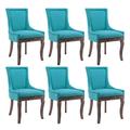 Rosalind Wheeler Caily Velvet Wing Back Dining Chair Wood/Upholstered/Velvet in Blue | 36.4 H x 22 W x 21 D in | Wayfair