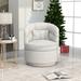 Barrel Chair - Wade Logan® Bythwood 29" Wide Upholstered Swivel Barrel Chair w/ Lumbar Pillow Wood in White/Brown | Wayfair