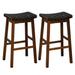 Winston Porter Saddle Stools Set Of 4 Counter Height Stools W/Pu Leather Woven Seat Brown Wood in Black/Brown | 31 H x 18 W x 14.5 D in | Wayfair