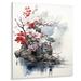 Latitude Run® Asian Art Fantasy Sumi III - Asian Metal Art Print Metal in Blue/Gray/Red | 32 H x 16 W x 1 D in | Wayfair