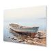 Latitude Run® Boat Contemplative Shoreline - Transportation Metal Wall Art Prints Metal in Blue/Gray | 16 H x 32 W x 1 D in | Wayfair