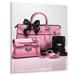 17 Stories Pink Fashion Bag Glamour II - Fashion Metal Art Print Metal in Black/Pink | 20 H x 12 W x 1 D in | Wayfair