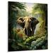 Dakota Fields Elephant Jungle Sanctuary II - Animals Metal Wall Art Living Room Metal in Gray/Green | 32 H x 24 W x 1 D in | Wayfair