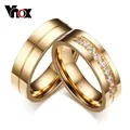 Vnox-Bagues de mariage en acier inoxydable couleur or pour hommes et femmes matiques CZ bijoux de