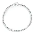 Bracelet en argent 100% pour femme perles de 4mm 20cm joaillerie fine cadeau pour adolescentes