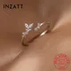 INZATT-Bague en argent regardé 925 pour femme feuilles plante réglable bijoux fins accessoires