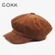 COKK-casquette Newsboy béret pour femmes automne hiver casquette octogonale de peintre chapeau