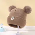 Bonnet en tricot avec pompon pour enfants chapeaux chauds pour bébé document solide garçons et