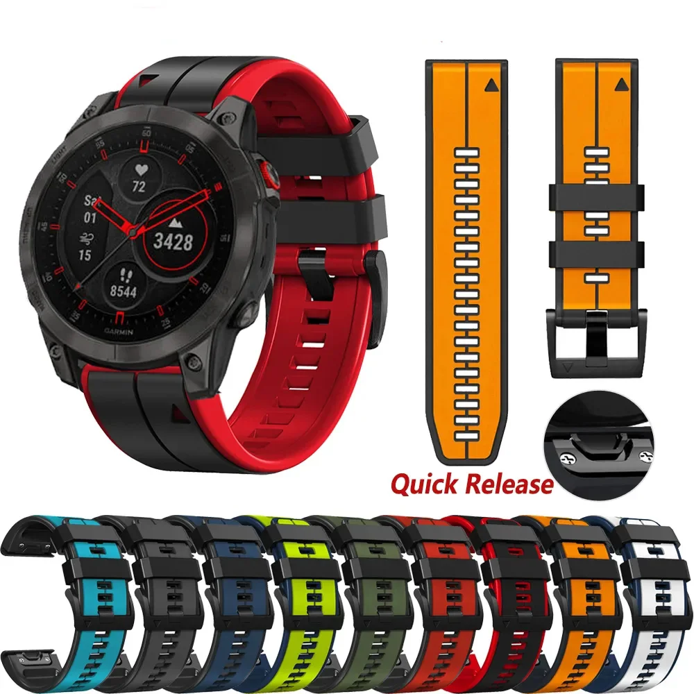 22mm 26mm silikon armband für garmin fenix 6 6x pro 7 7x5 5x plus epix 3 hr enduro mk2 mk2i smartwatch armband quickfit band Image
