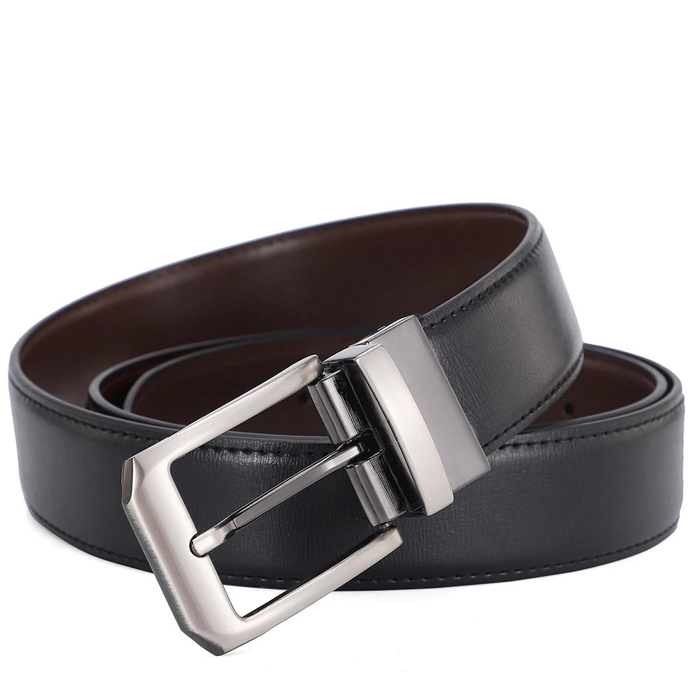 Klassischer Ledergürtel für Männer Luxus Business Herren Rindsleder Gürtel 3,3 cm lässig Nadel schnalle Jeans Gürtel für Männer Drops hipping Image