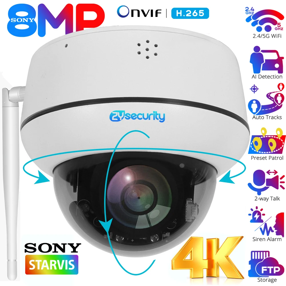 4K 8MP Wifi Dome PTZ Kamera Outdoor Humanoiden Tracking IP Kamera Indoor 2-wege Audio Wireless Home Sicherheit überwachung Kameras Image