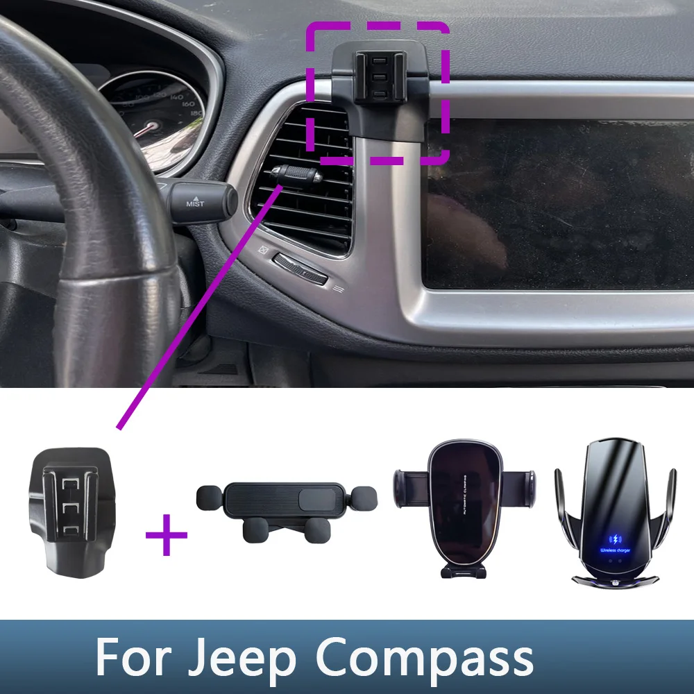 Für Jeep Compass 2017 2018 2019 2020 Auto Telefon Halter Spezielle Feste Halterung Basis Drahtlose Lade Innen Zubehör Image