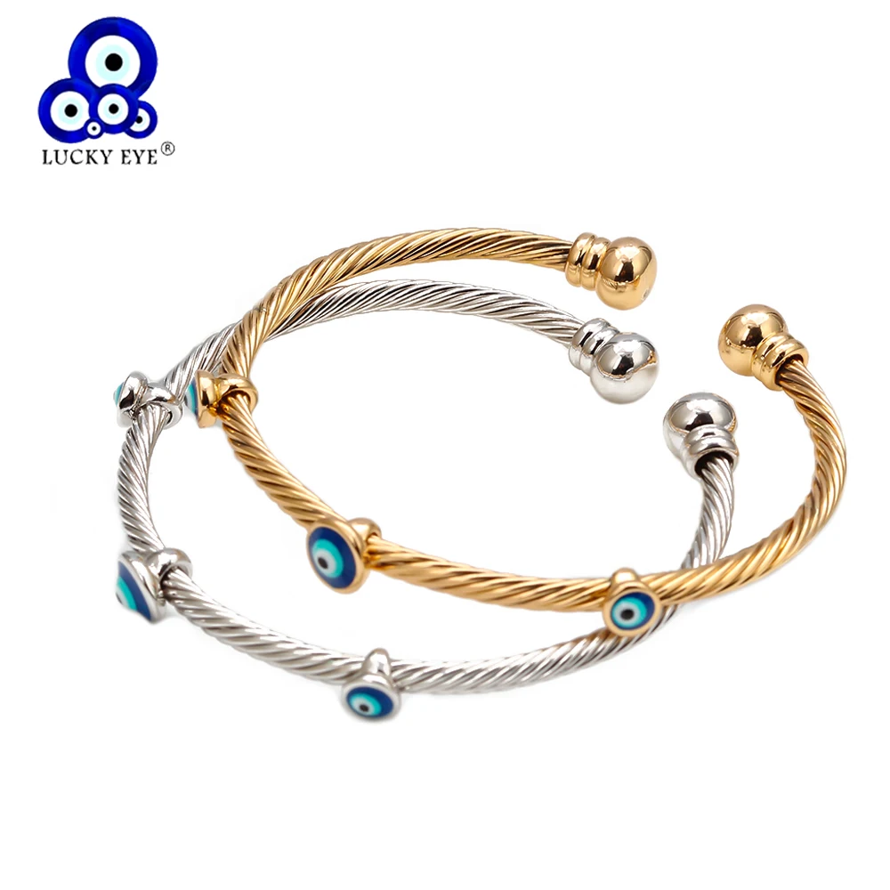 Lucky Eye Dropping Oil Türkischer Evil Eye Armreif Gold Silber Farbe Armreifen Geschenke für Frauen Männer Modeschmuck EY6761 Image