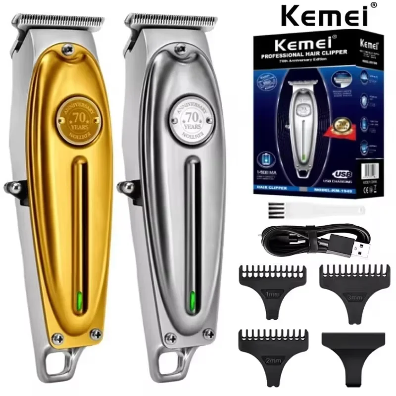 Kemei KM-1949 Pro elektrischer Friseur, Vollmetall, professioneller Haarschneider für Männer, Bart-Haarschneider, Finishing-Haarschneidemaschine Image